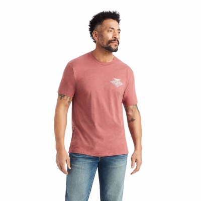 Red Ariat Eagle Men's Polo Shirts | YHUR78230