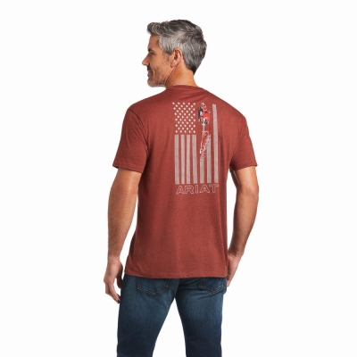 Red Ariat Farm Men's Polo Shirts | ERVQ92738