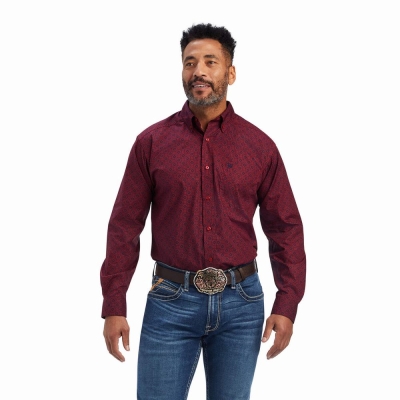 Red Ariat Nyles Classic Fit Men's Shirts | UILV41632