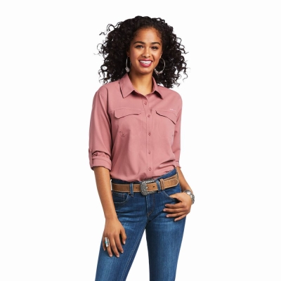 Red Ariat Outbound VentTEK Stretch Women's Tops | VJQU25937