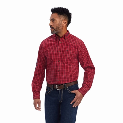 Red Ariat Team Mariano Fitted Men's Shirts | JBPL79641