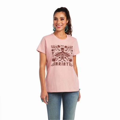 Rose Ariat REAL Relaxed Fiesta Logo Women's Tops | GUPY10789