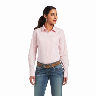 Rose White Ariat Kirby Stretch Women's Tops | FPRB12476