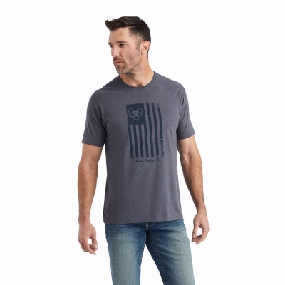 Titanium Ariat Faded Men's Polo Shirts | KXZC08176