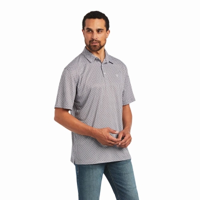 White Ariat All Over Print Men's Polo Shirts | GTAV43015