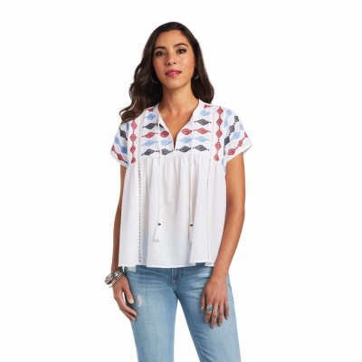 White Ariat Billie Women's Tops | KXMH73921