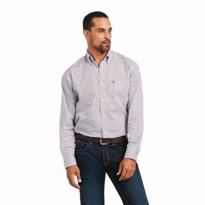 White Ariat Jonathon Stretch Classic Fit Men's Shirts | MFYE72931