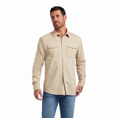 White Ariat Jurlington Retro Fit Men's Shirts | VOFQ19603