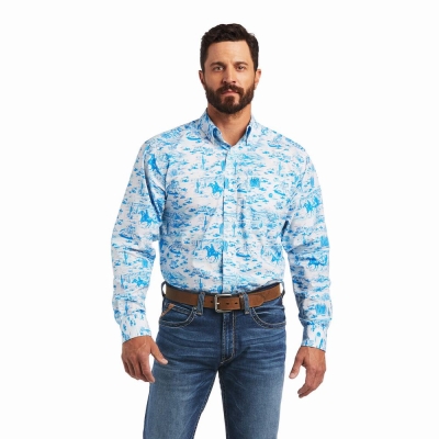 White Ariat Marcus Classic Fit Men's Shirts | ZILC30496