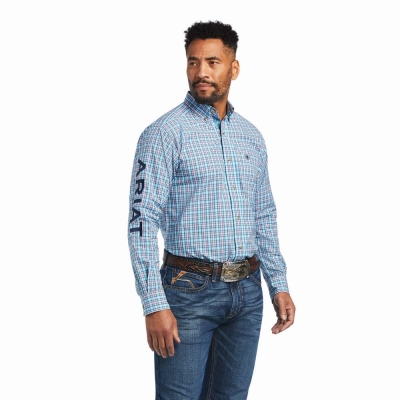 White Ariat Pro Series Team Shay Fitted Men's Shirts | SDBK75436