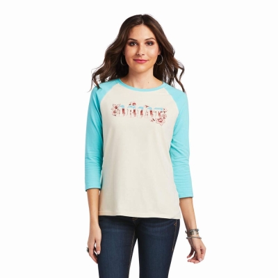 White Ariat REAL Shadow Logo Women's Tops | RVWO03527