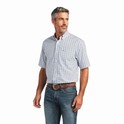 White Ariat Wrinkle Free Everley Classic Fit Men's Shirts | VBXA48965