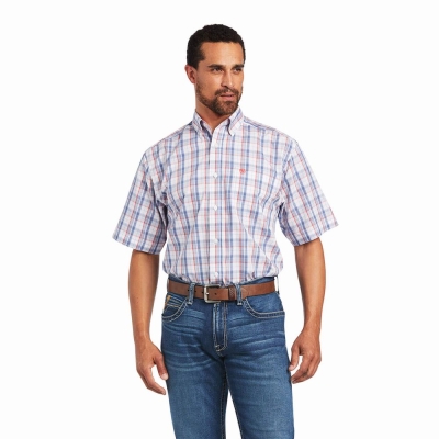 White Ariat Wrinkle Free Nasir Classic Fit Men's Shirts | QPKT04936