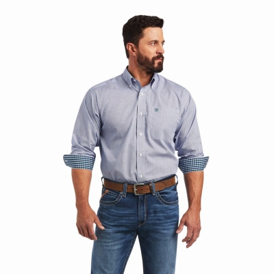 White Ariat Wrinkle Free Sire Classic Fit Men's Shirts | FMGI96873