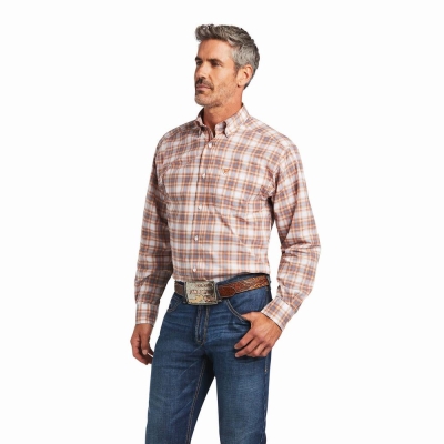 Yellow Ariat Pro Series Bryce Stretch Classic Fit Men's Shirts | AYSN27639