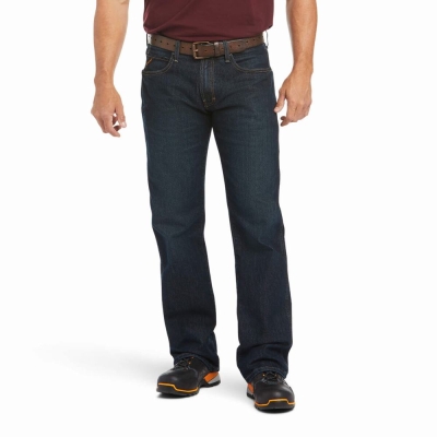 black blue Ariat Rebar M5 DuraStretch Edge Men's Straight-Fit Jeans | SIPR81645