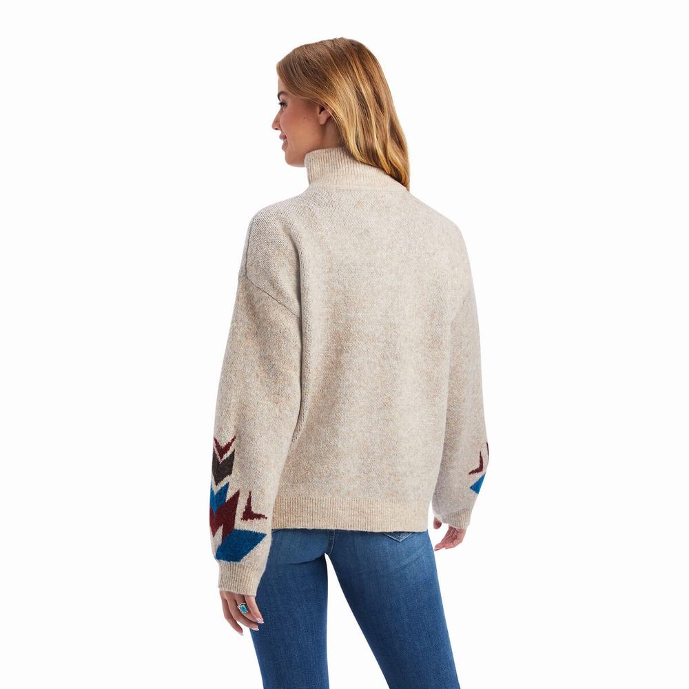 Beige Ariat Fire Canyon Women's Sweaters | AKUG24017