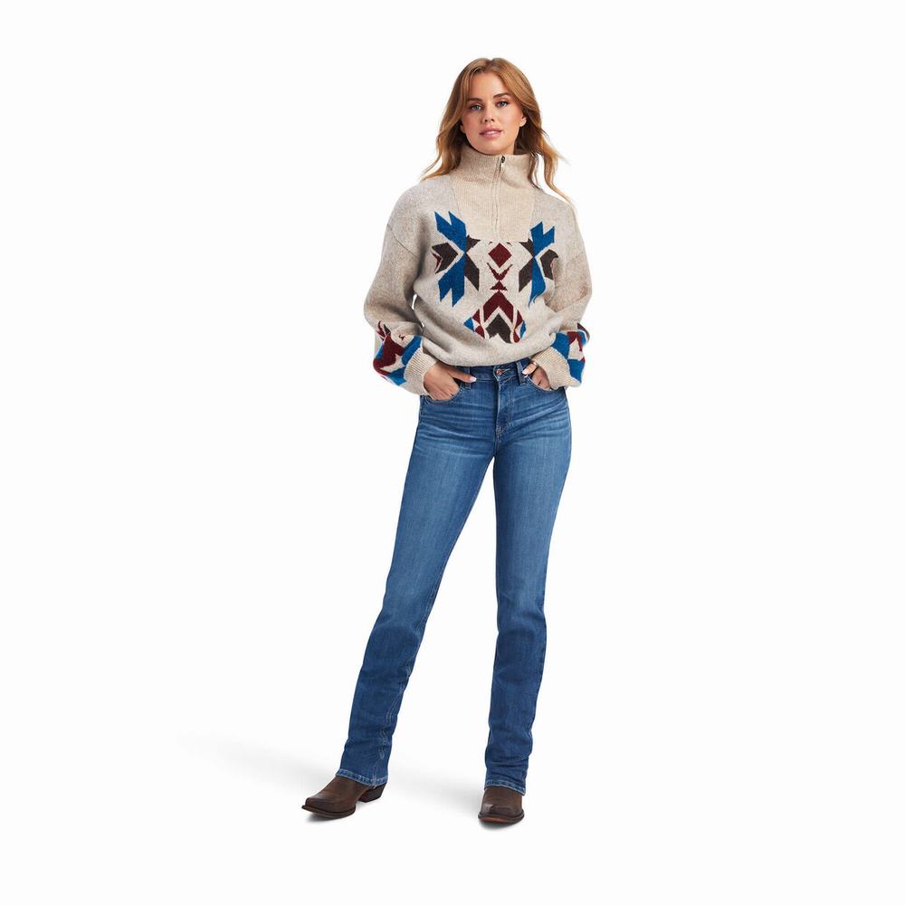 Beige Ariat Fire Canyon Women's Sweaters | AKUG24017