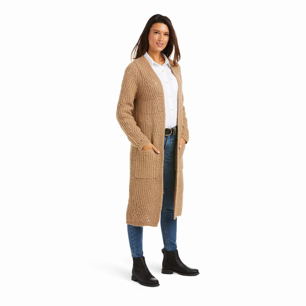 Beige Ariat Miramar Women's Sweaters | HPUX51087