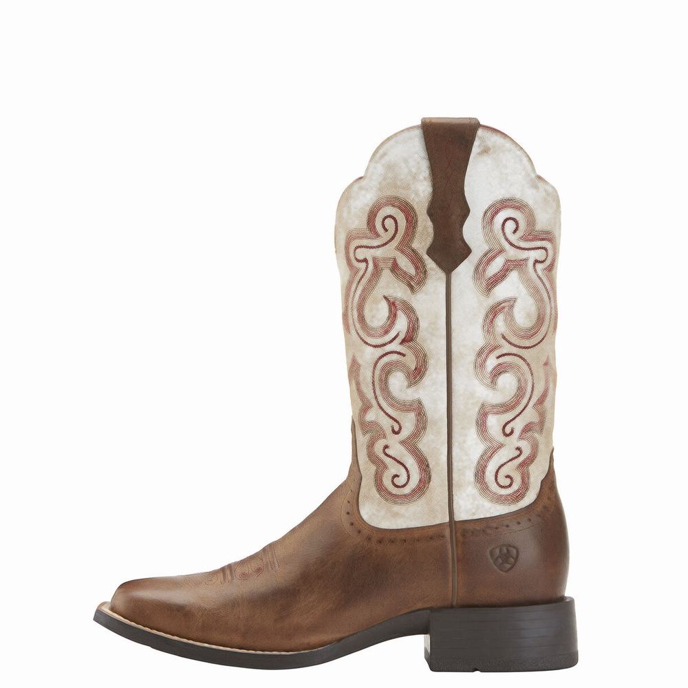 Beige Ariat Quickdraw Women's Western Boots | VYBH70614