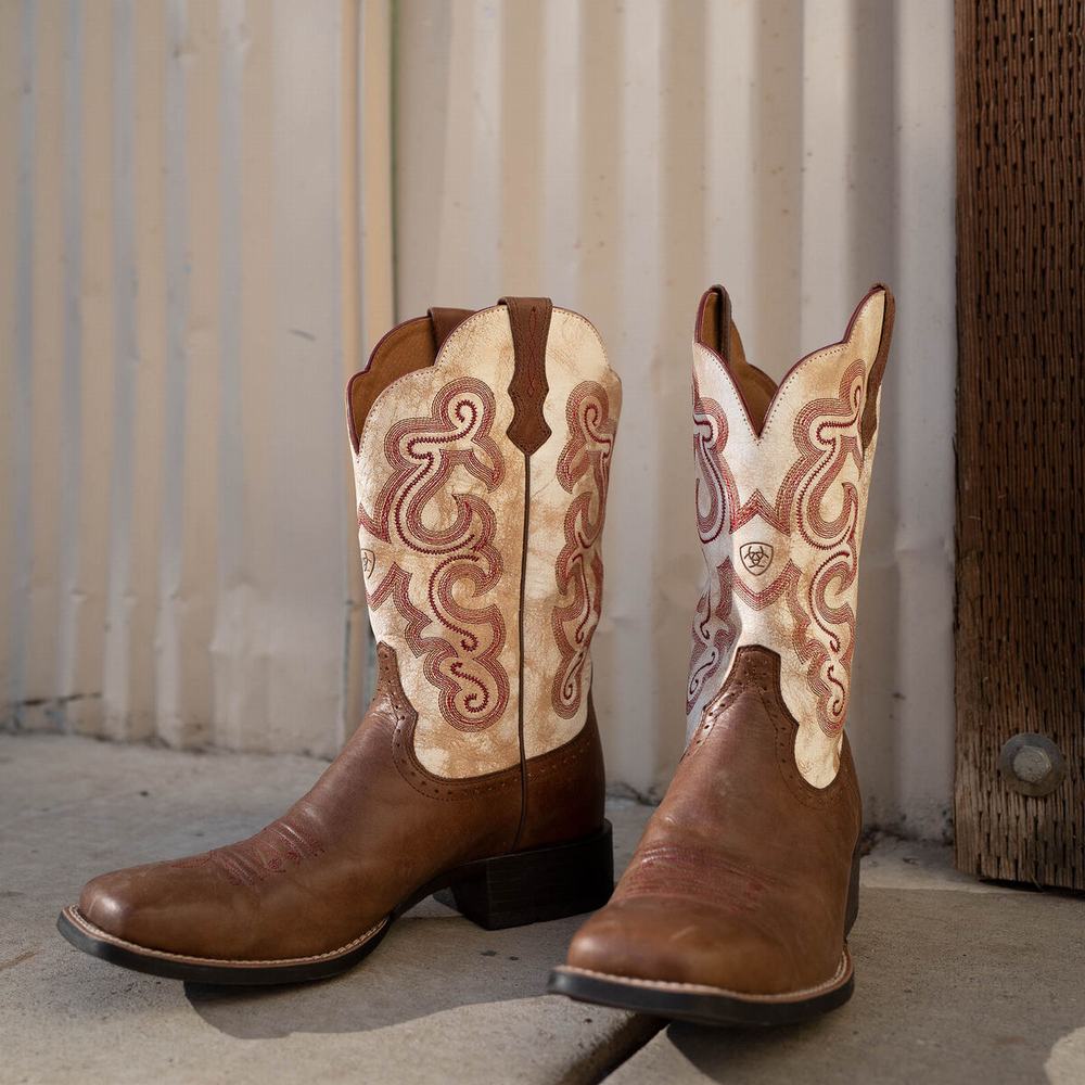 Beige Ariat Quickdraw Women's Western Boots | VYBH70614