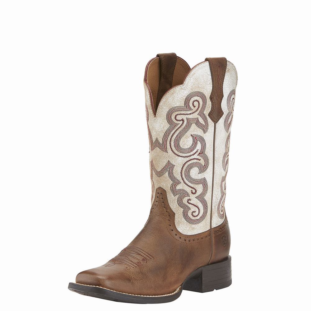 Beige Ariat Quickdraw Women\'s Western Boots | VYBH70614