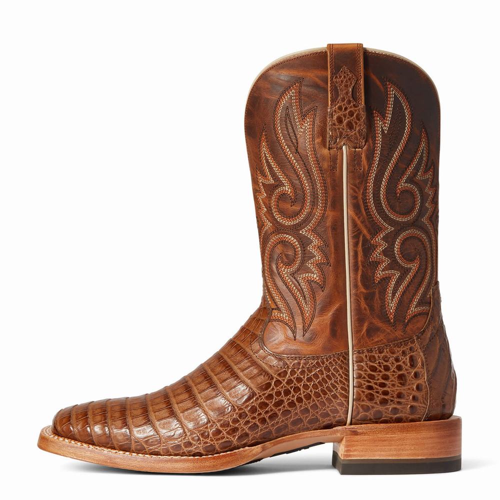 Beige Ariat Relentless Denton Men's Western Boots | JIRS73428