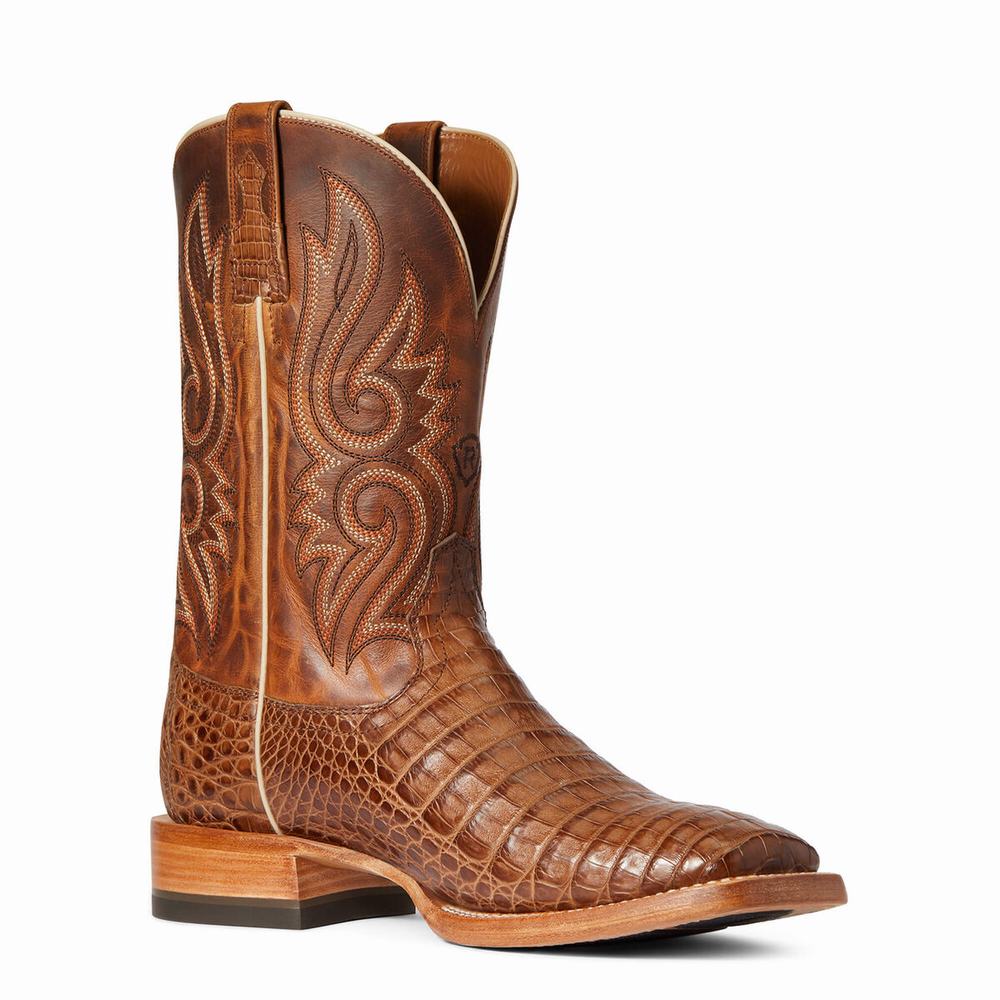 Beige Ariat Relentless Denton Men's Western Boots | JIRS73428