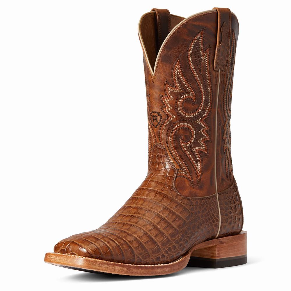 Beige Ariat Relentless Denton Men\'s Western Boots | JIRS73428