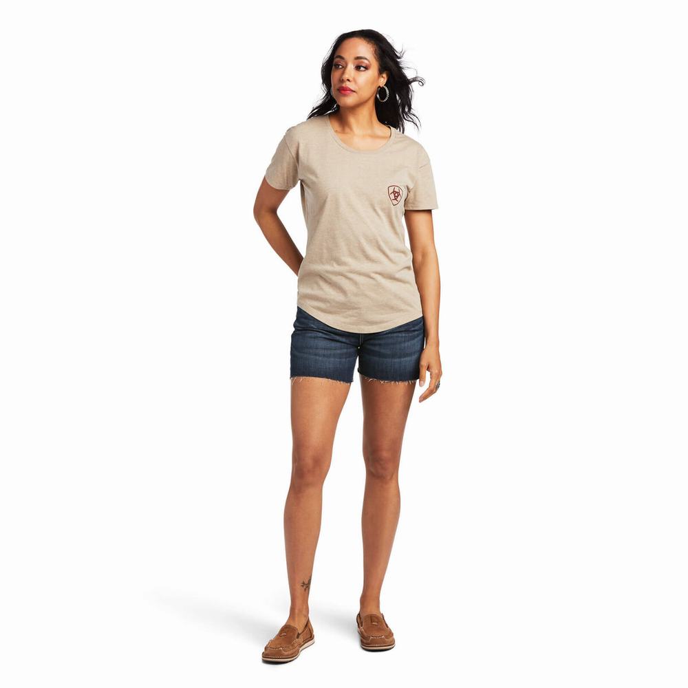 Beige Ariat Sod Tractor Women's Tops | AONB16403