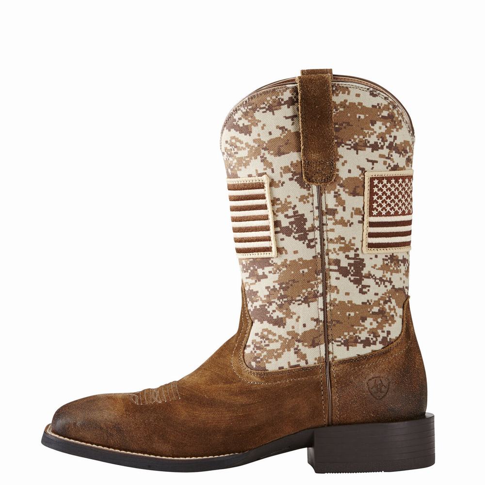 Beige Ariat Sport Patriot Men's Western Boots | TDHM87349