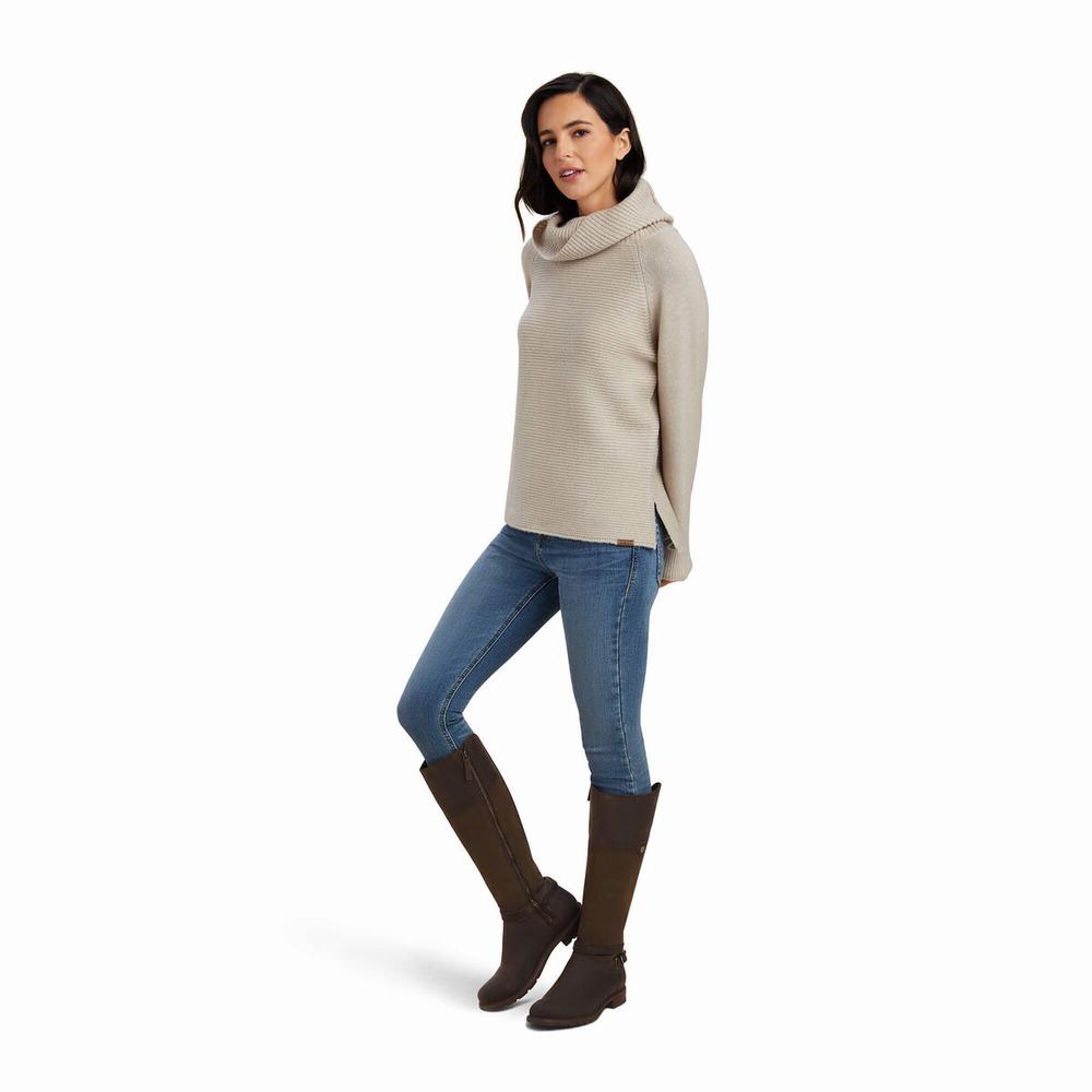 Beige Ariat Three Chimney Women's Sweaters | LSYZ70286