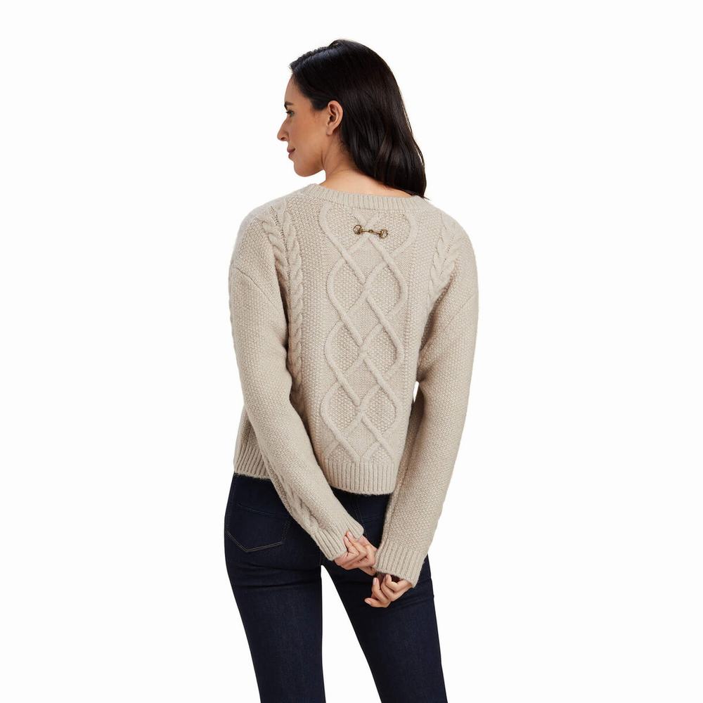 Beige Ariat Winter Quarter Women's Sweaters | XQAG37859