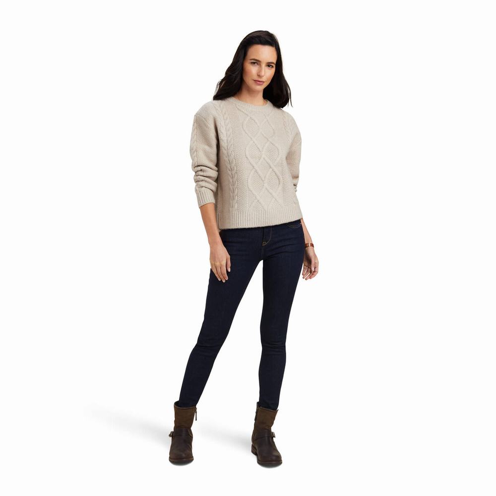 Beige Ariat Winter Quarter Women's Sweaters | XQAG37859