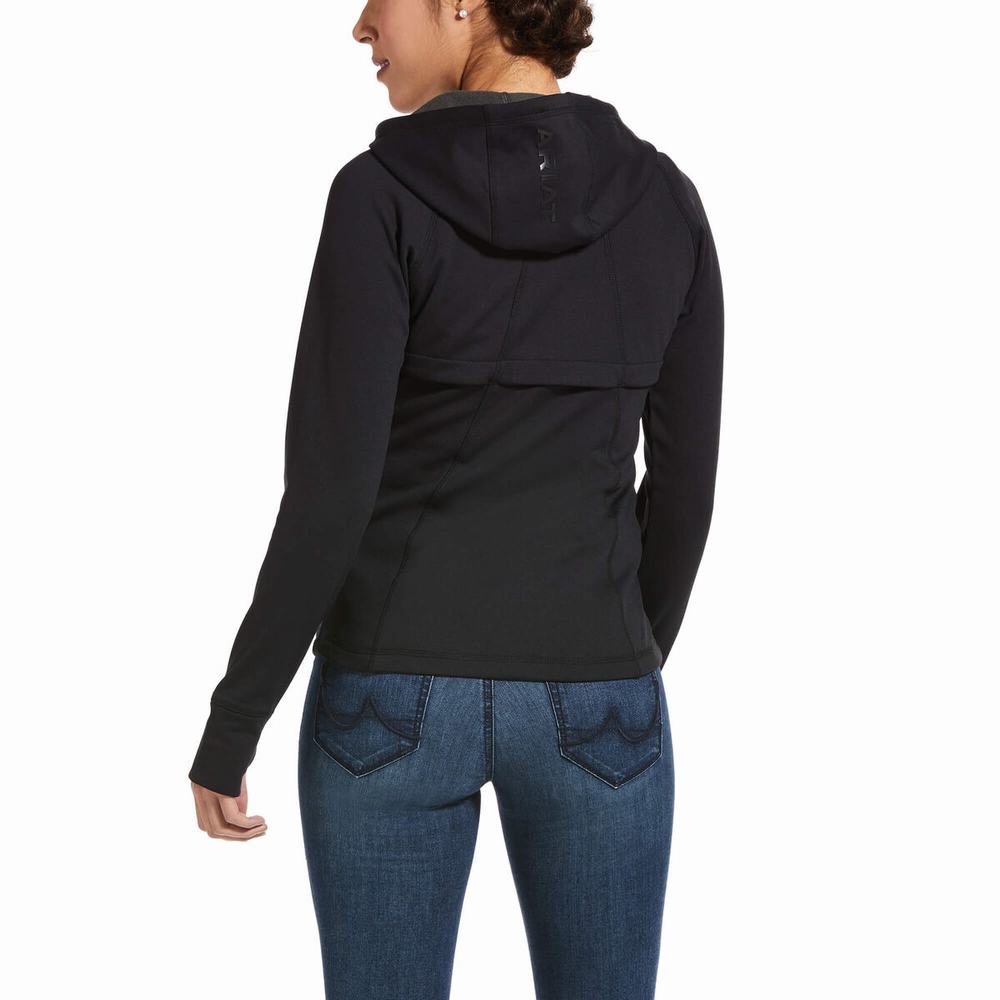 Black Ariat Attain Full Zip Women's Hoodies | TYZU83265