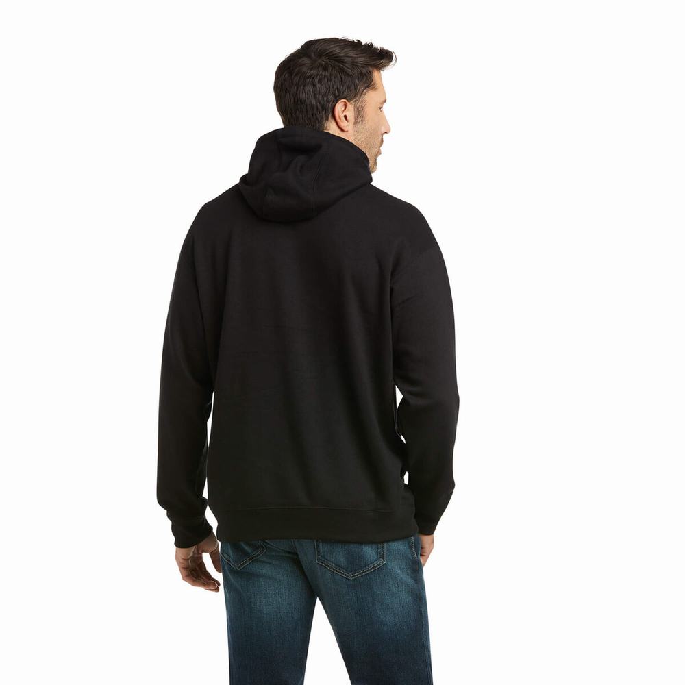 Black Ariat Basic Men's Hoodies | UNFB17254