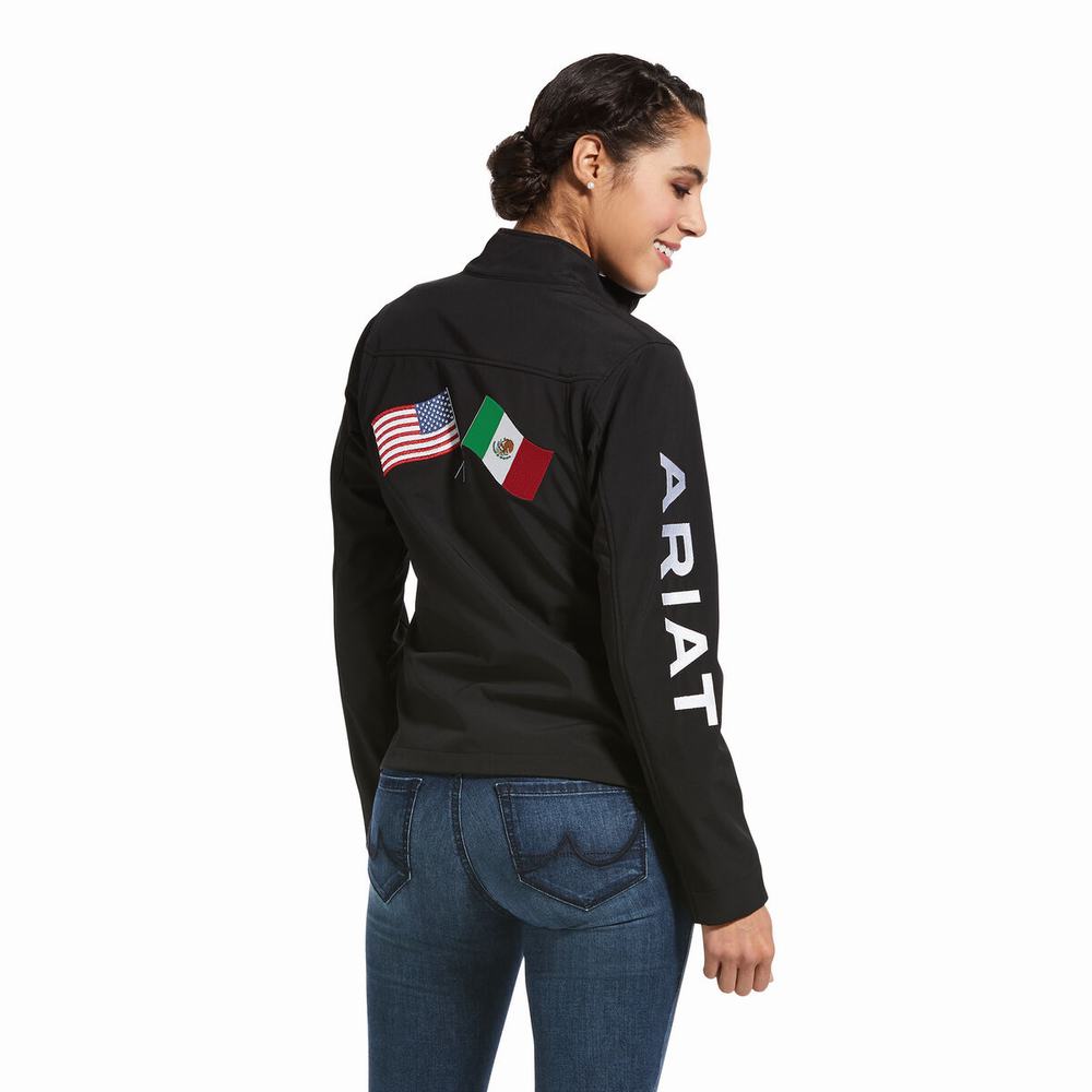 Black Ariat Classic Team USA/MEX Softshell Women's Jackets | NGPC70863