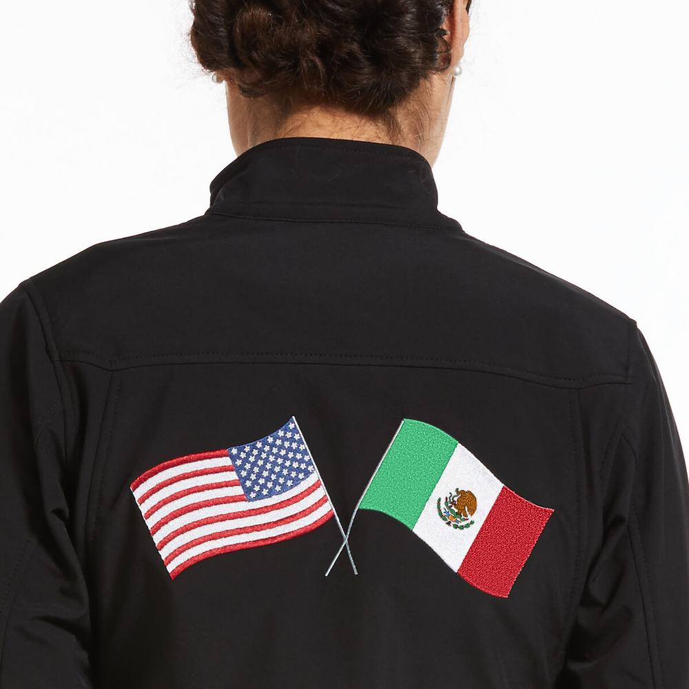 Black Ariat Classic Team USA/MEX Softshell Women's Jackets | NGPC70863