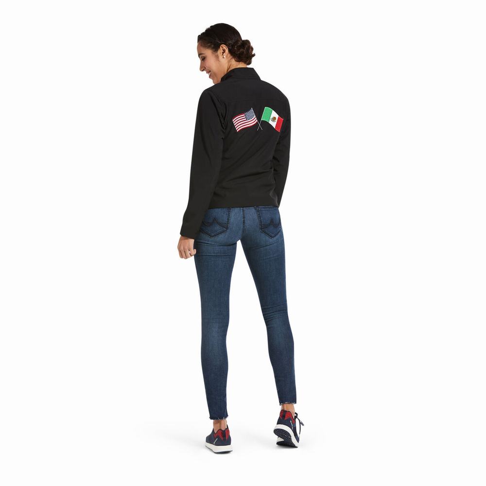 Black Ariat Classic Team USA/MEX Softshell Women's Jackets | NGPC70863