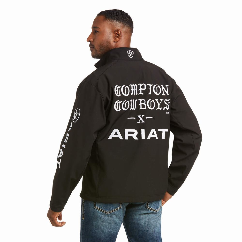 Black Ariat Compton Cowboys Logo 2.0 Softshell Men's Jackets | XQMH73451