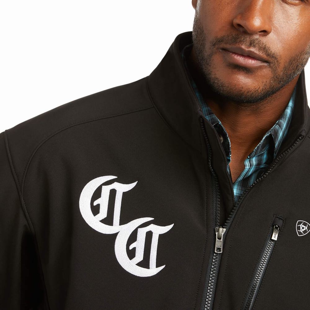 Black Ariat Compton Cowboys Logo 2.0 Softshell Men's Jackets | XQMH73451