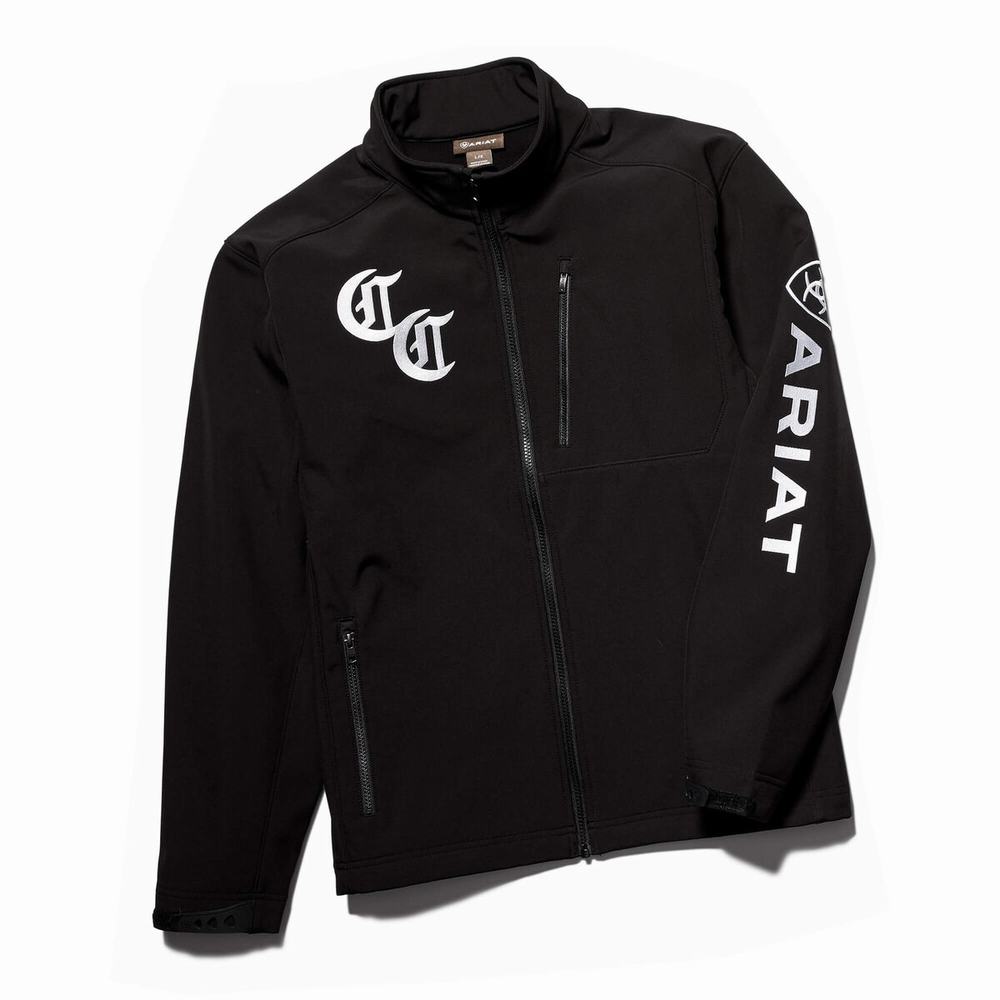 Black Ariat Compton Cowboys Logo 2.0 Softshell Men's Jackets | XQMH73451