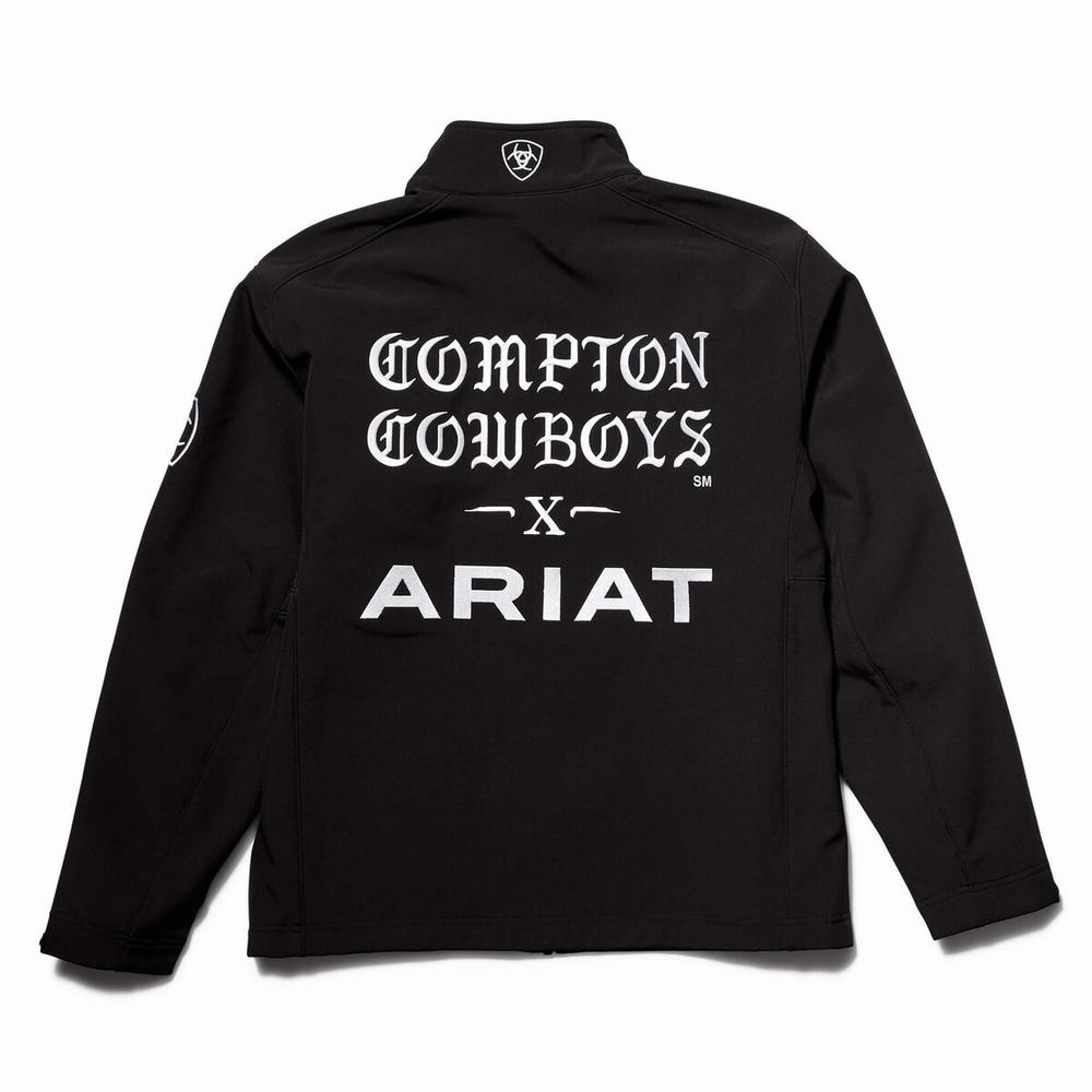 Black Ariat Compton Cowboys Logo 2.0 Softshell Men's Jackets | XQMH73451