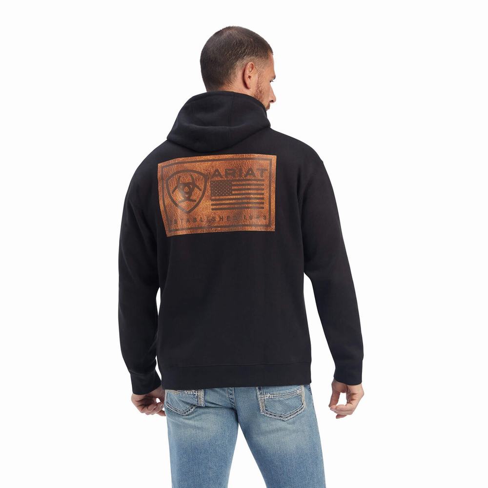 Black Ariat EST Block Men's Hoodies | XCDL36547