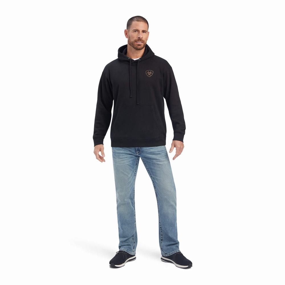 Black Ariat EST Block Men's Hoodies | XCDL36547