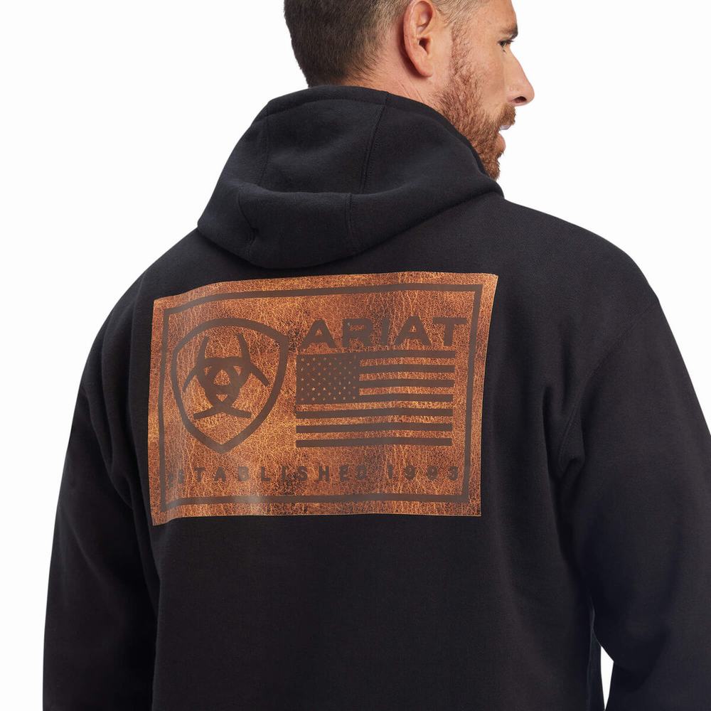 Black Ariat EST Block Men's Hoodies | XCDL36547