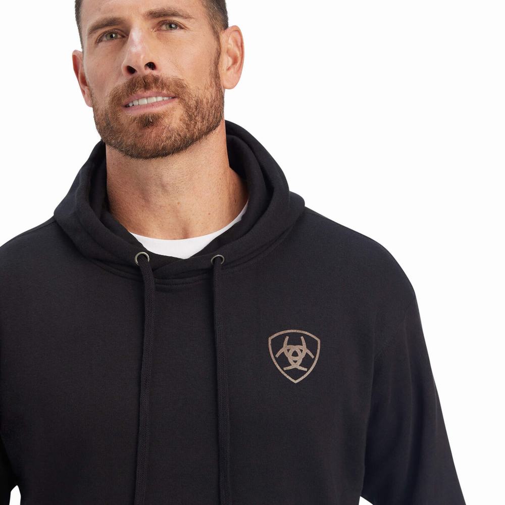 Black Ariat EST Block Men's Hoodies | XCDL36547