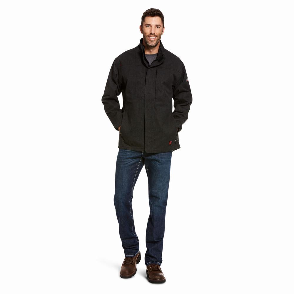 Black Ariat FR H2O Waterproof Men's Jackets | THWL50328