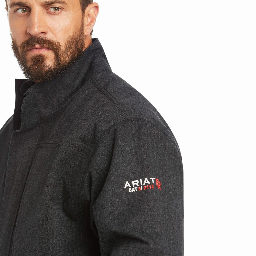 Black Ariat FR H2O Waterproof Men's Jackets | THWL50328