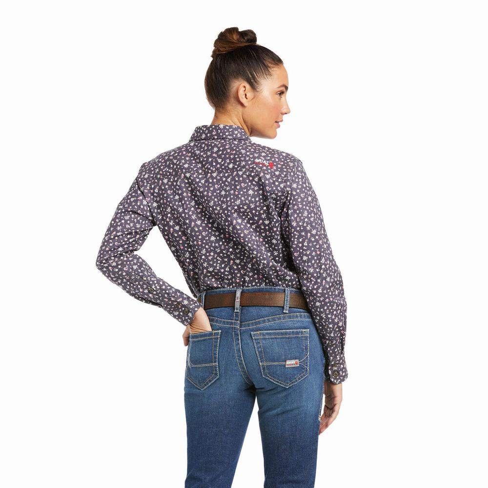 Black Ariat FR Romesha DuraStretch Women's Shirts | TKUV32764